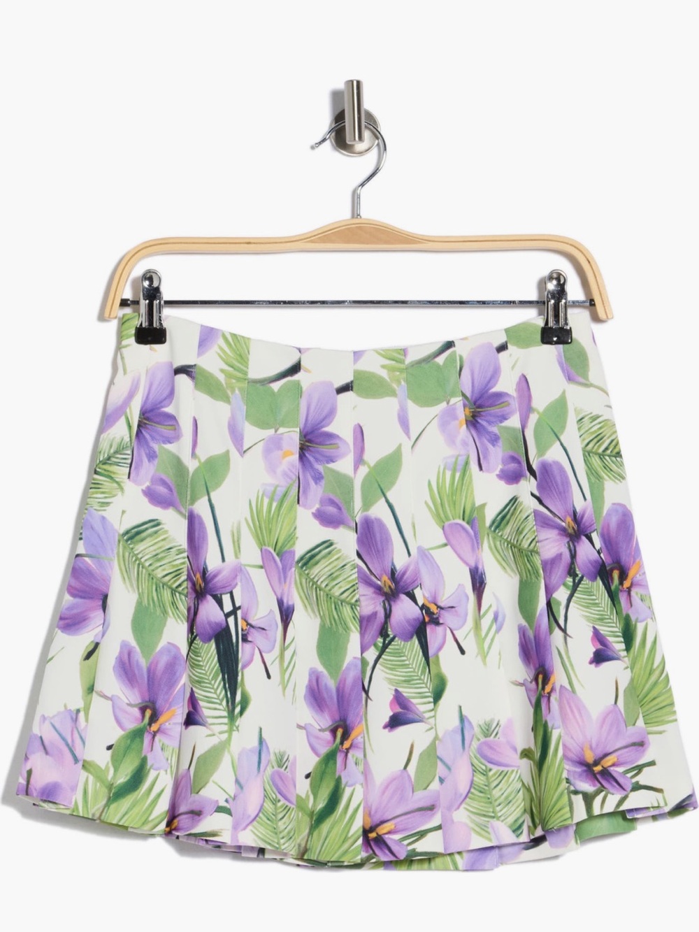 NWT ALICE AND OLIVIA Floral A-Line Mini Skirt in Purple and White